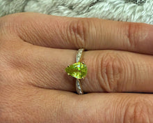 Load image into Gallery viewer, 18ct Yellow Gold Pear Cut Sphene &amp; Brilliant Cut Diamond Solitaire Ring
