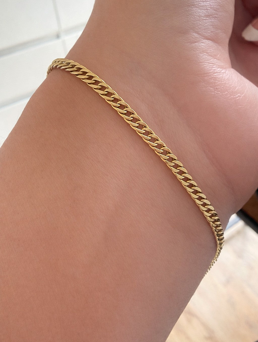 18ct Solid Gold Cuban Curb Chain Anklet Bracelet 10.1" Fine Link Yellow Gold