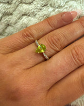 Load image into Gallery viewer, 18ct Yellow Gold Pear Cut Sphene &amp; Brilliant Cut Diamond Solitaire Ring
