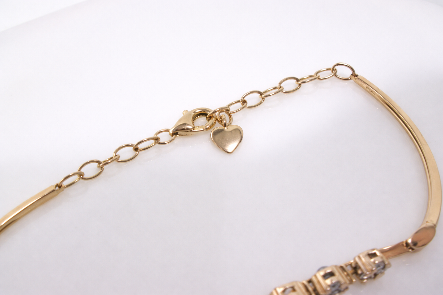 18ct Rose Gold Natural Diamond Floral Clover Cluster Bar Chain Bracelet