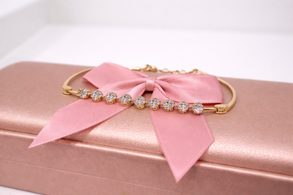 18ct Rose Gold Natural Diamond Floral Clover Cluster Bar Chain Bracelet