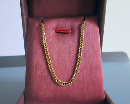 18ct Solid Gold Cuban Curb Chain Anklet Bracelet 10.1" Fine Link Yellow Gold