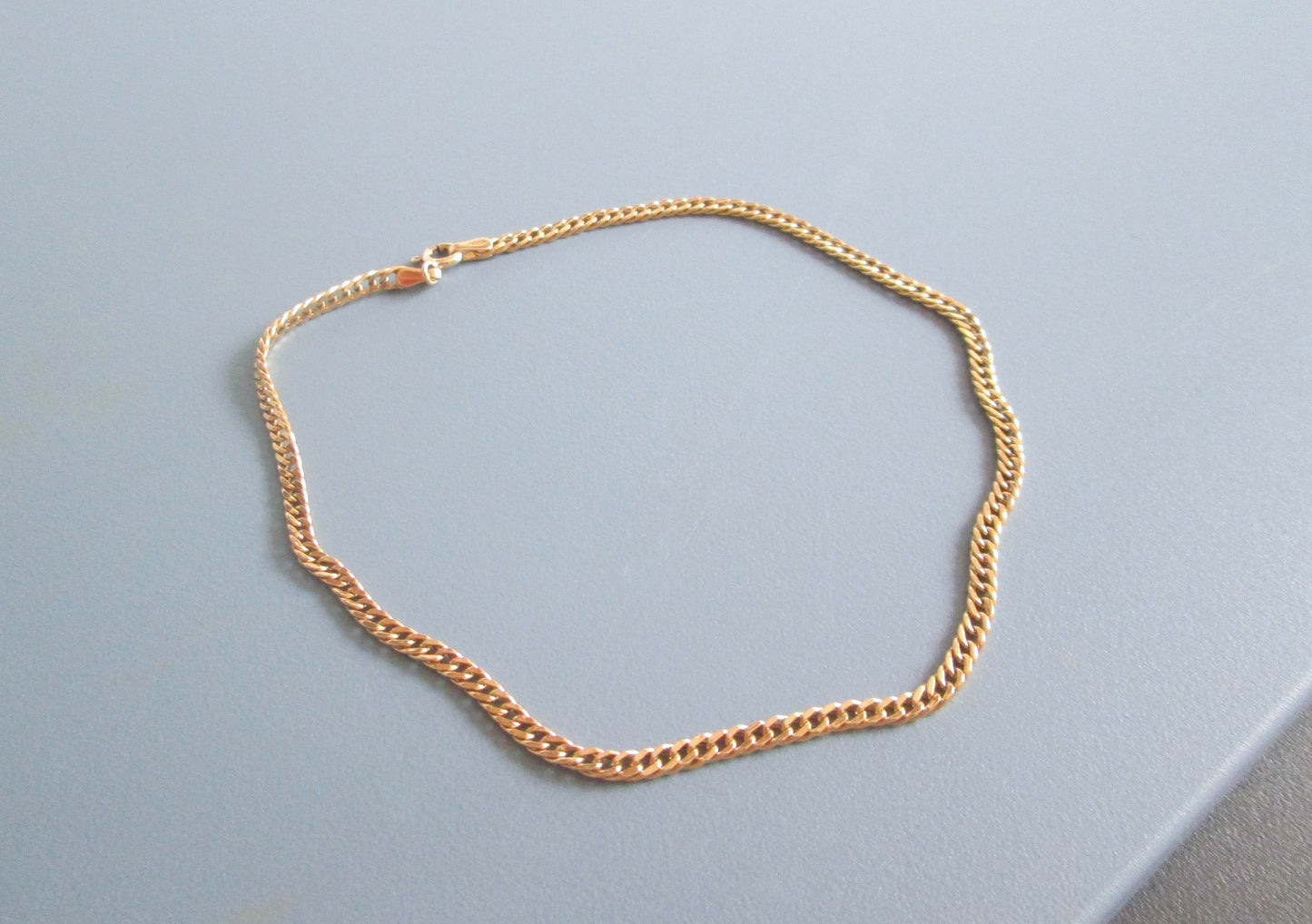 18ct Solid Gold Cuban Curb Chain Anklet Bracelet 10.1" Fine Link Yellow Gold