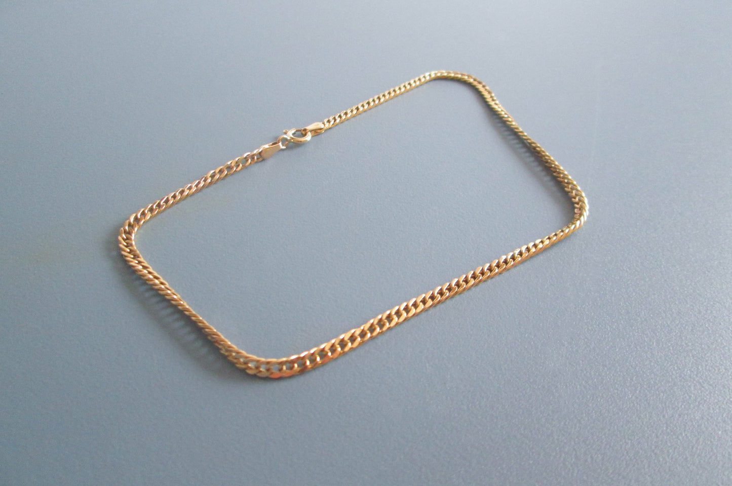 18ct Solid Gold Cuban Curb Chain Anklet Bracelet 10.1" Fine Link Yellow Gold