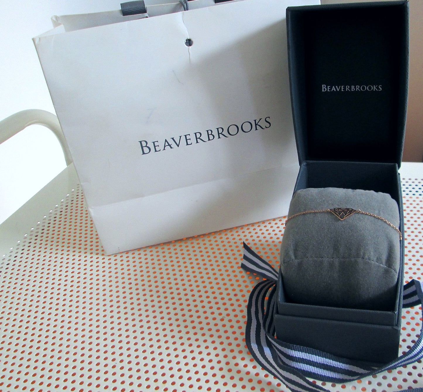 Beaverbrooks Fine 9ct Solid Rose Gold Diamond Motif Geometric Diamond Bracelet