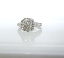 Load image into Gallery viewer, 9ct White Gold Princess &amp; Brilliant Cut Diamond Halo Cluster Ring
