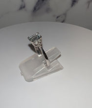 Load and play video in Gallery viewer, 9ct White Gold Emerald Cut Aquamarine &amp; Diamond Ring
