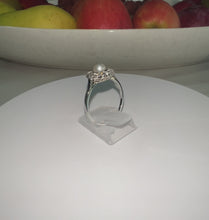 Load and play video in Gallery viewer, Art Deco French 18ct White Gold &amp; Platinum Pearl &amp; Rose Cut Diamond Cluster Ring

