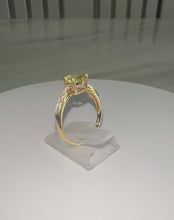 Load and play video in Gallery viewer, 18ct Yellow Gold Pear Cut Sphene &amp; Brilliant Cut Diamond Solitaire Ring
