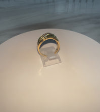 Load and play video in Gallery viewer, 1980s 18ct Yellow gold Emerald &amp; Diamond Channel Set Chunky Ring
