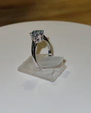 Load and play video in Gallery viewer, 9ct White Gold Emerald Cut Aquamarine &amp; Diamond Ring
