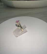 Load and play video in Gallery viewer, 9ct Yellow Gold Heart Cut Pink Sapphire &amp; Diamond Cluster Ring
