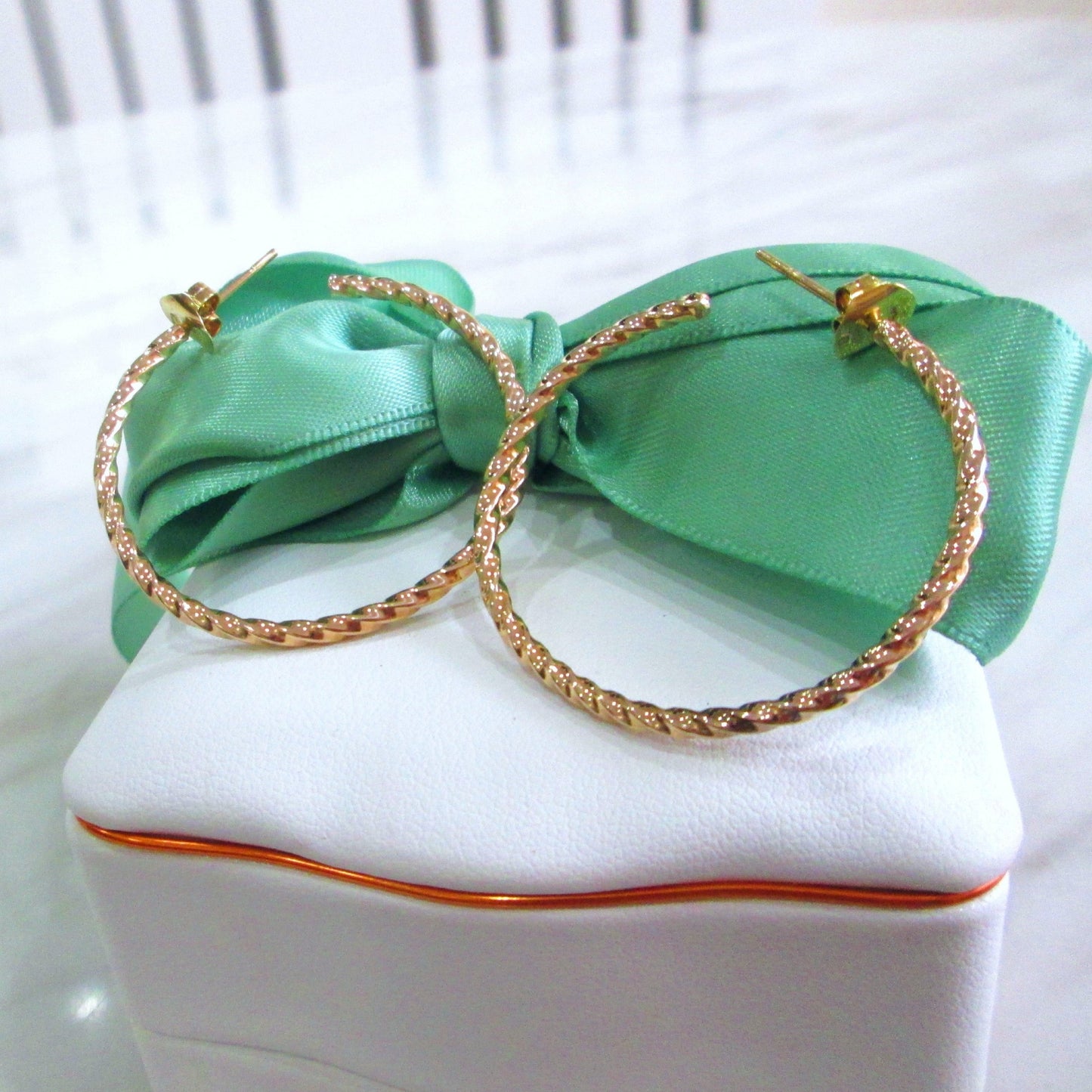 14ct Solid Yellow Gold Large Hoop Earrings 18ct Butterfly Backs 7.13 Grams 14k - It's Vintage Darling