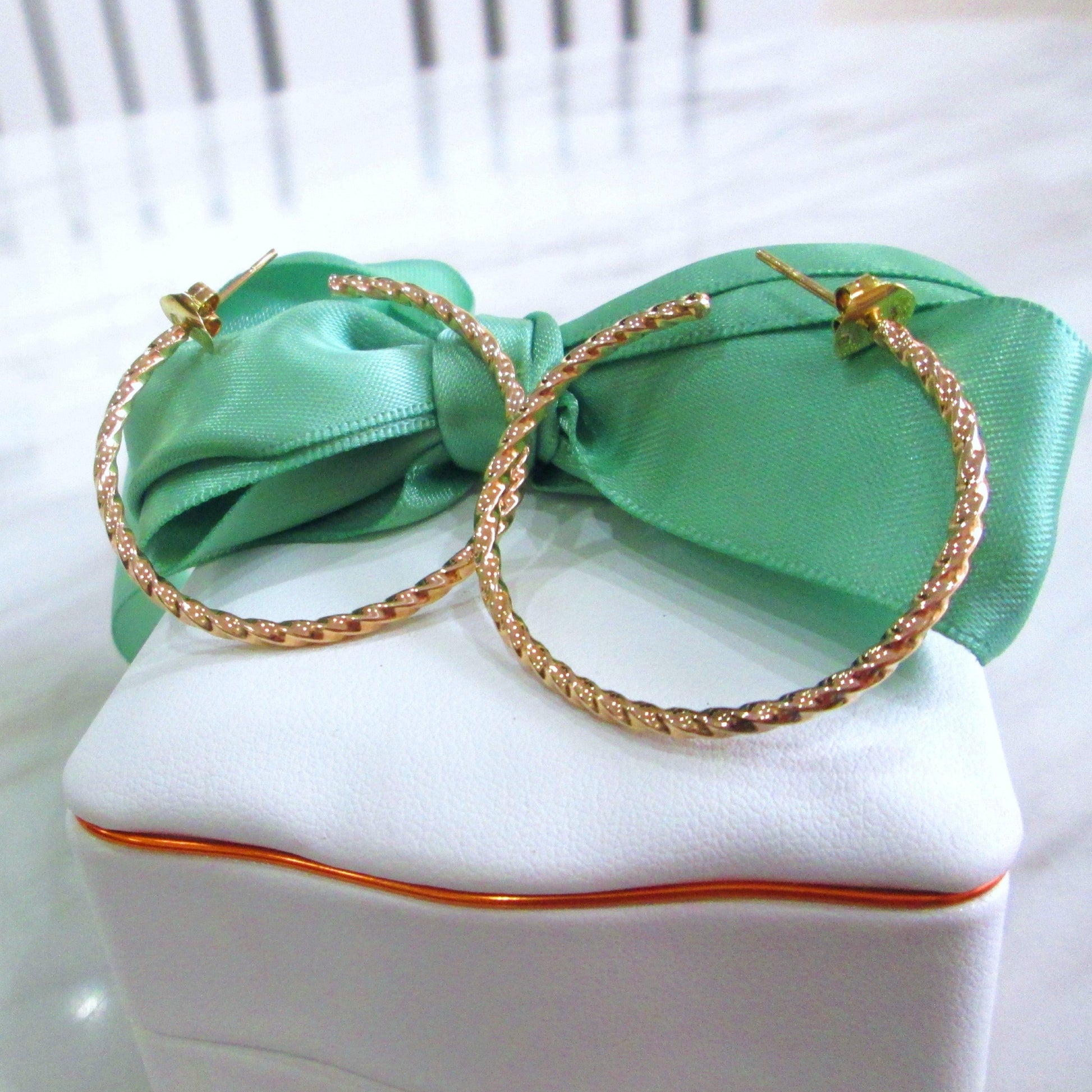 14ct Solid Yellow Gold Large Hoop Earrings 18ct Butterfly Backs 7.13 Grams 14k - It's Vintage Darling