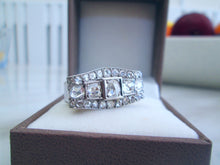 Load image into Gallery viewer, Platinum Large 2.00ct Old Rose Cut Diamond Cluster Boat Ring - It&#39;s Vintage Darling

